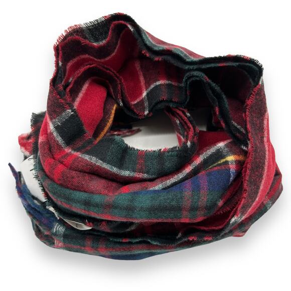 NEW Style & Co Red Blue Plaid Fringe Scarf Soft and cozy tartan Macy's winter - Picture 5 of 9